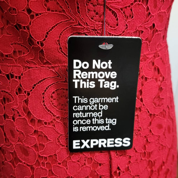 EXPRESS Red Lace Party Dress with Flutter Sleeves Sz. 4 - Picture 9 of 9